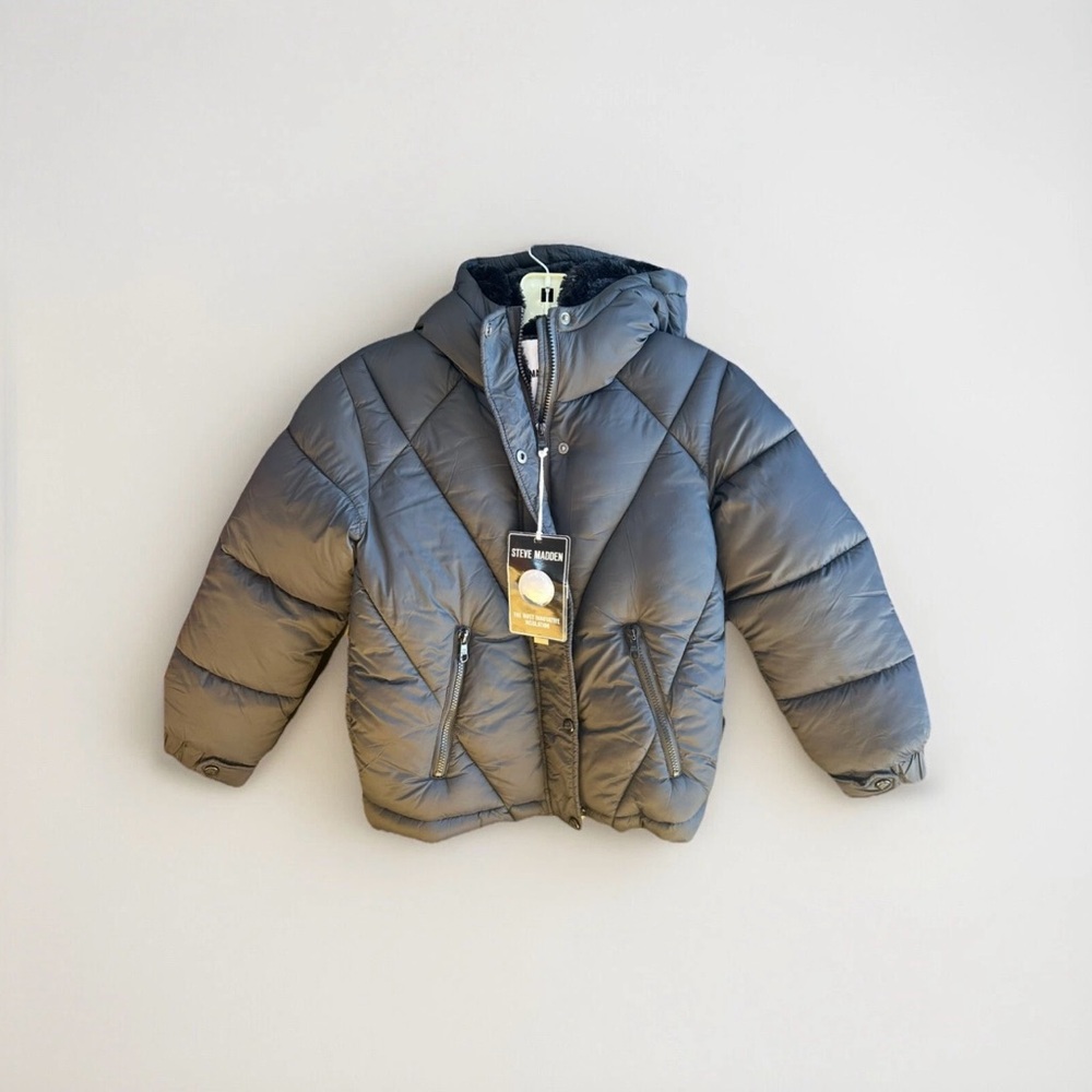 NWT Steve Madden BLACK Women's Juniors' Puffer Coat , M 10/12